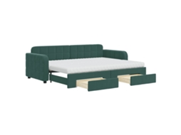 Sofá-cama com gavetão VIDAXL Verde Veludo (80 x 200 cm)