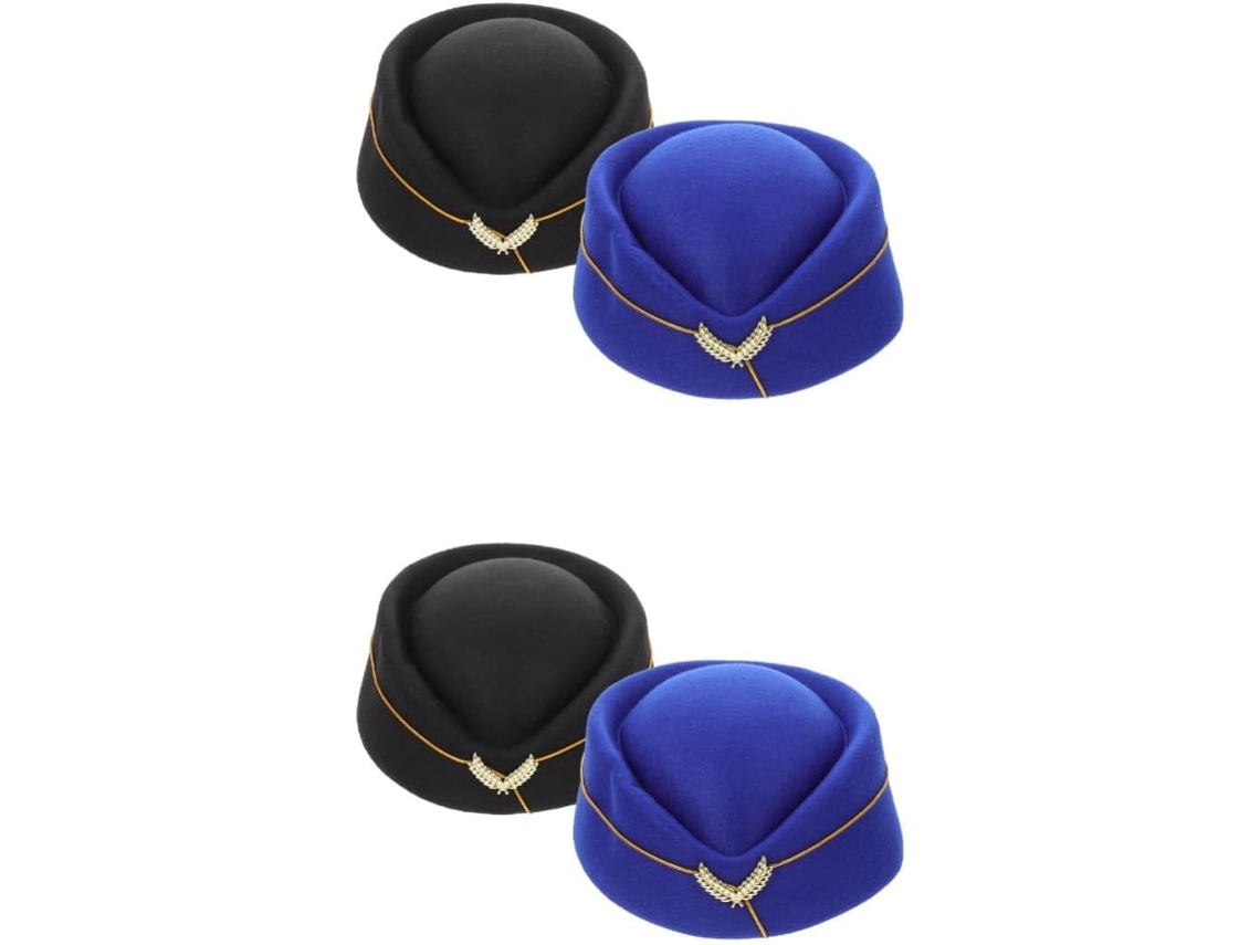 Conjunto de 2 Chapéus Aeromoça Vermelho e Azul para Cosplay