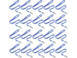 Conjunto de 50 Cordões Porta crachás Algodão Azul com Clipe Metálico, Fixação Segura e Uso Versátil, para Escr
