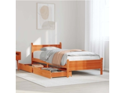Vidaxl Cama Sem Colchão 100x200 Cm Pinho Maciço Castanho-mel