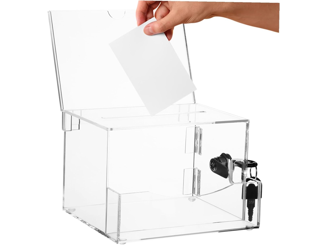 Caixa de Sugestões Transparente com Fechadura Alipis, Grande Capacidade para Doações, Votos e Arrecadação Fund