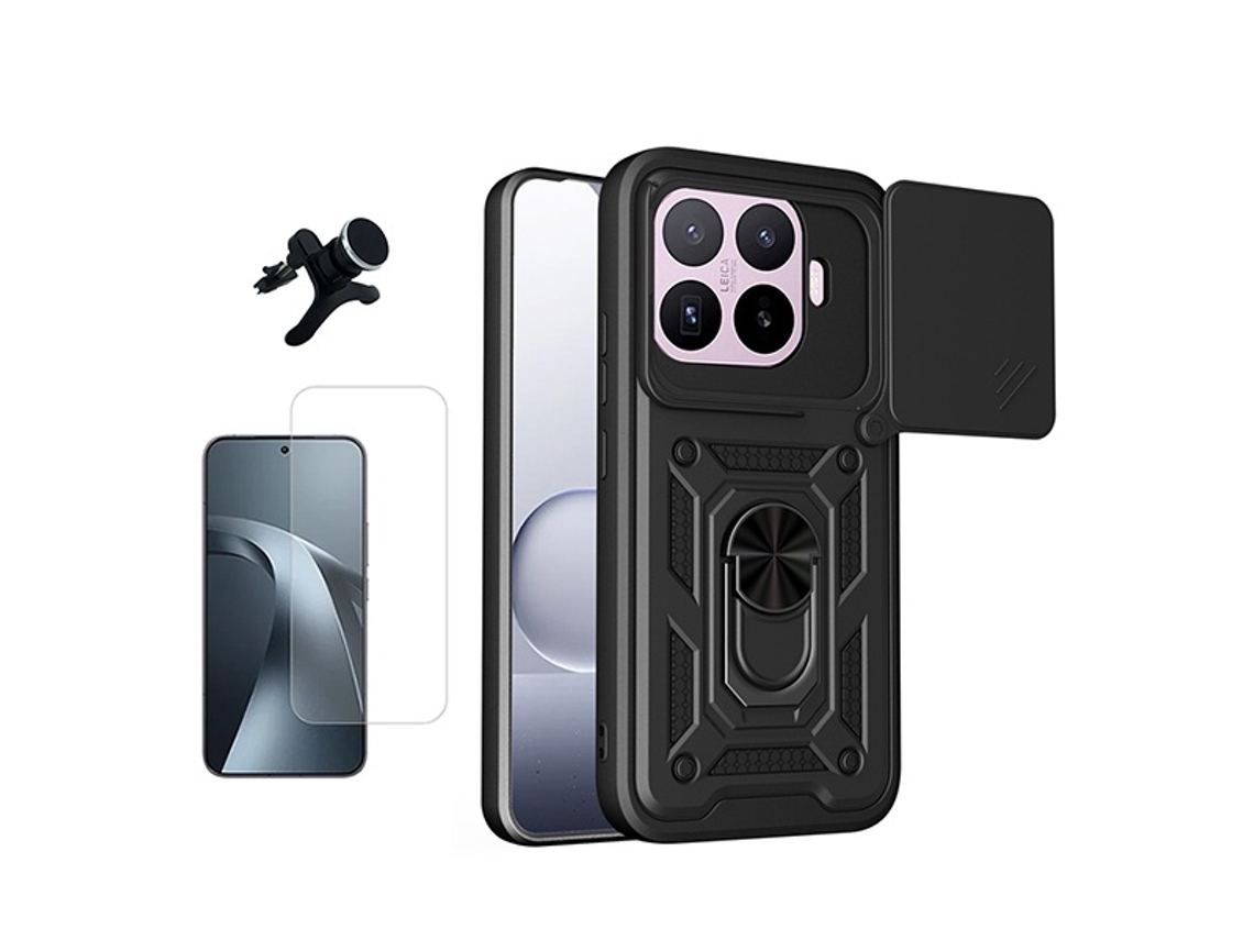 Kit Vidro Clearglass Capa Magnetic Slide Window Suporte Magnético Reforçado Phonecare Para Xiaomi 17t 5g - Preto