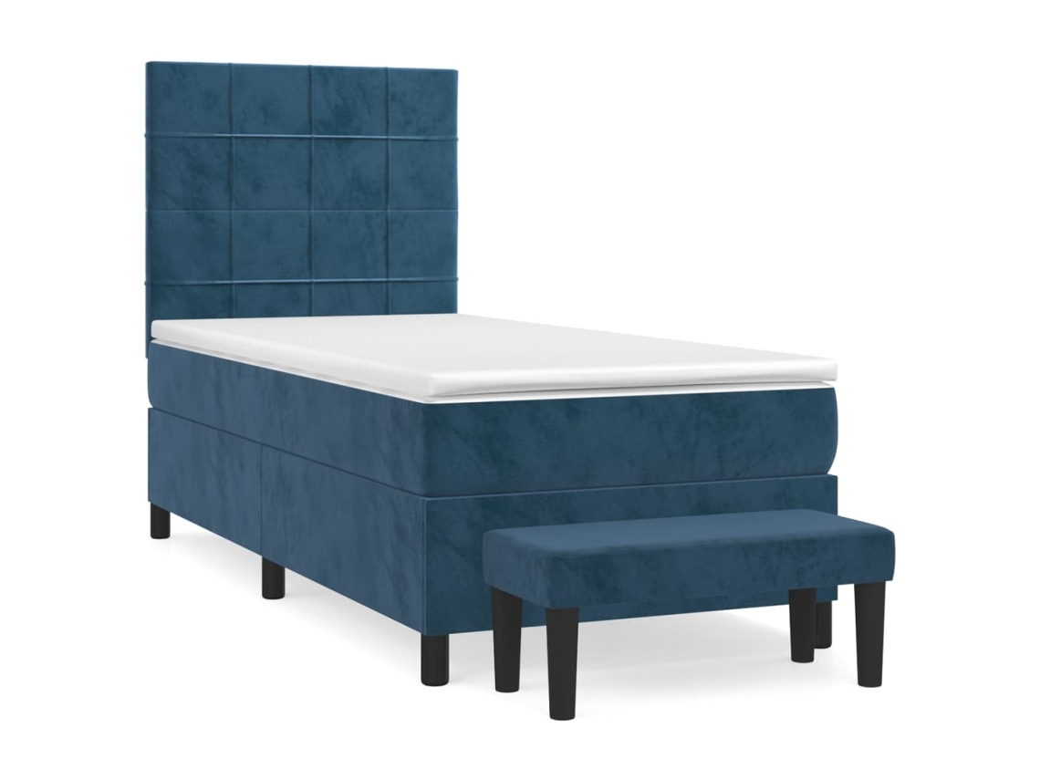 Cama com Molas/colchão 80x200 Cm Veludo Azul escuro MAISON EXCLUSIVE