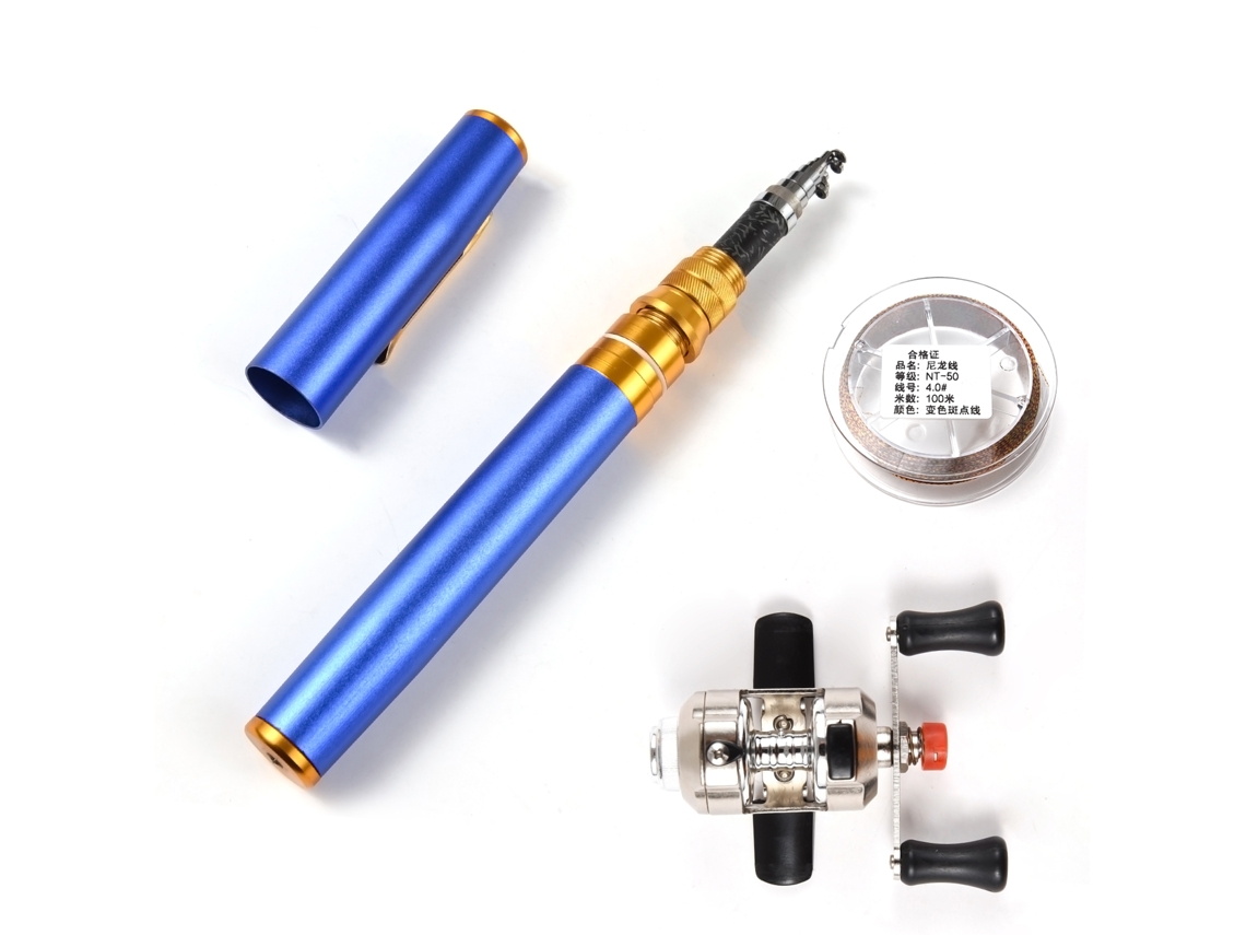 Combo Vara de Pesca Telescópica Mini 1,75m e Molinete