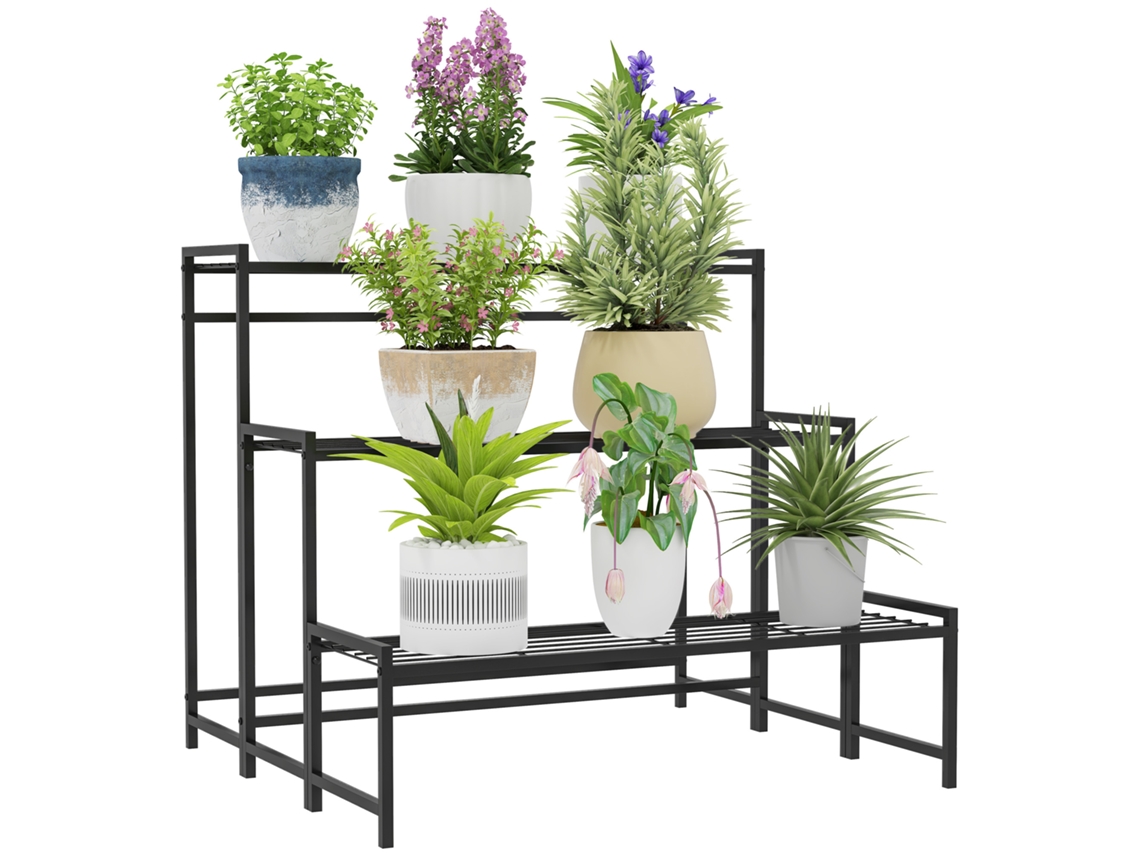 Suporte Metálico Resistente De 3 Níveis Em Formato Escada, Para Decoração De Interior E Exterior