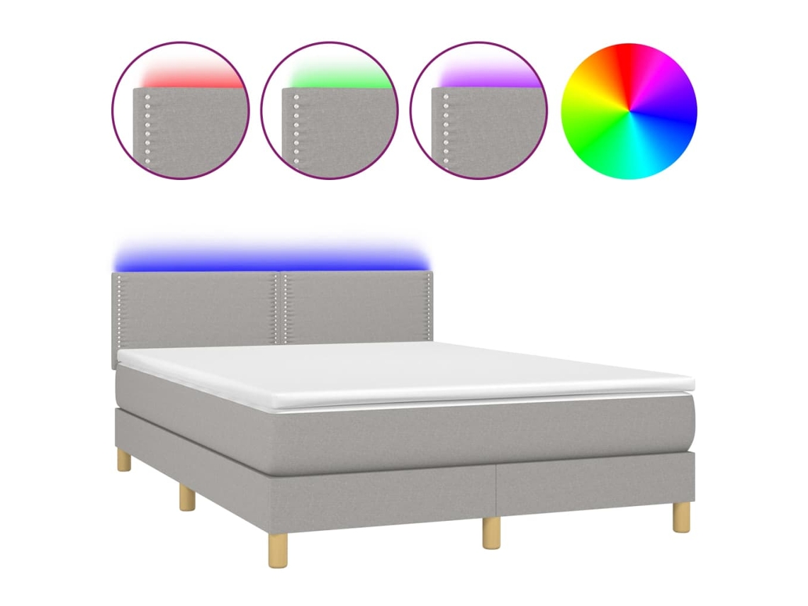 Box Spring Bed, Box Spring Beds Vidaxl Cinzeto Tecido (140 X 200 Cm)