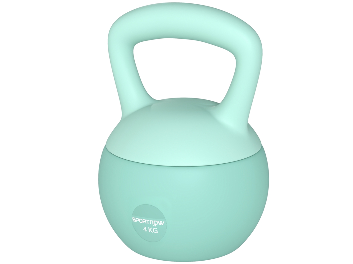 Kettlebell 4 Kg S/MARCA, areia metálica, cabo antiderrapante, treino em casa, 19x15x25 Cm, verde
