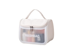 Estuche de Maquilhagem Grande para Viagens Organizador de Toiletries Bolsa de Cosméticos Acolchoada Branco S/MARCA