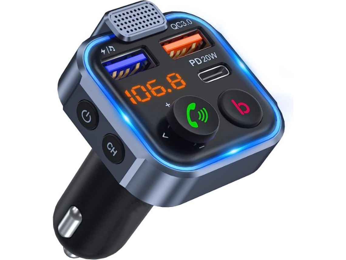 Transmissor Fm Bluetooth Yizhood Bt23l Pd3.0 Type C 20w Preto