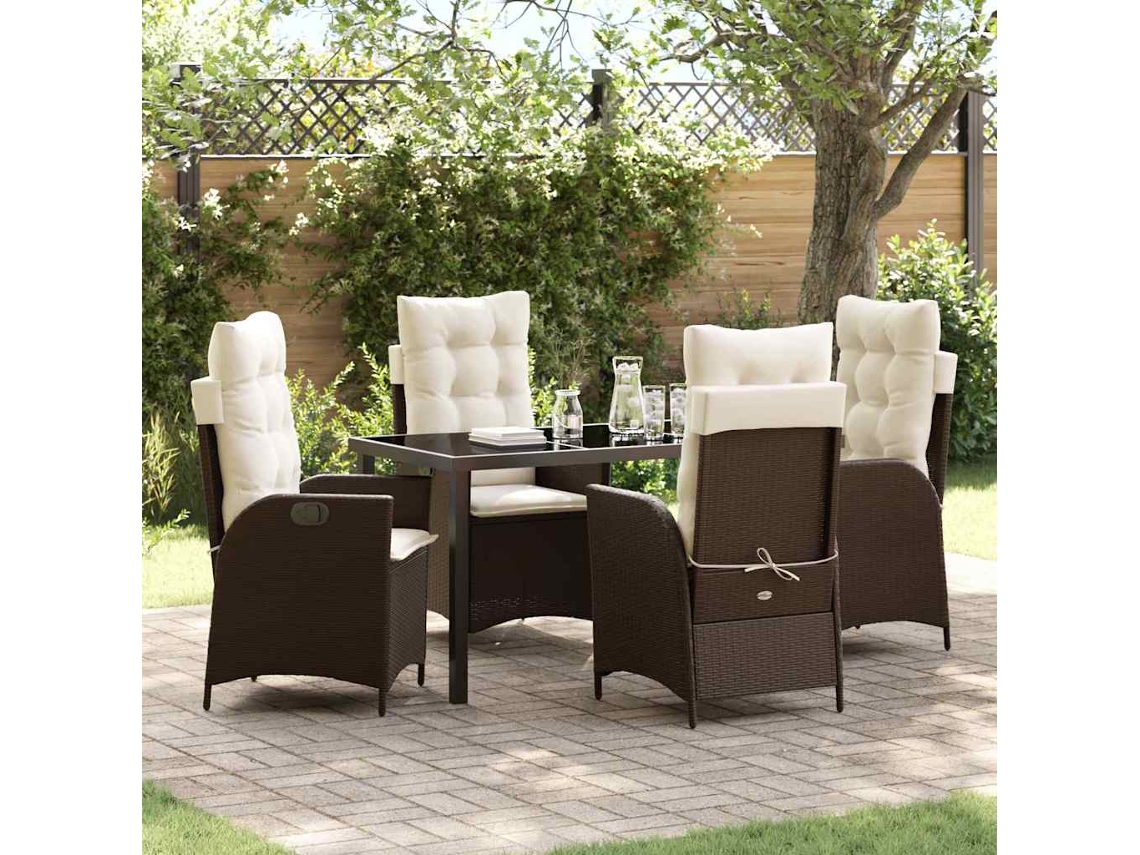 Vidaxl Conjunto De Jantar Para Jardim 5 Unid. Castanho Vime Pe