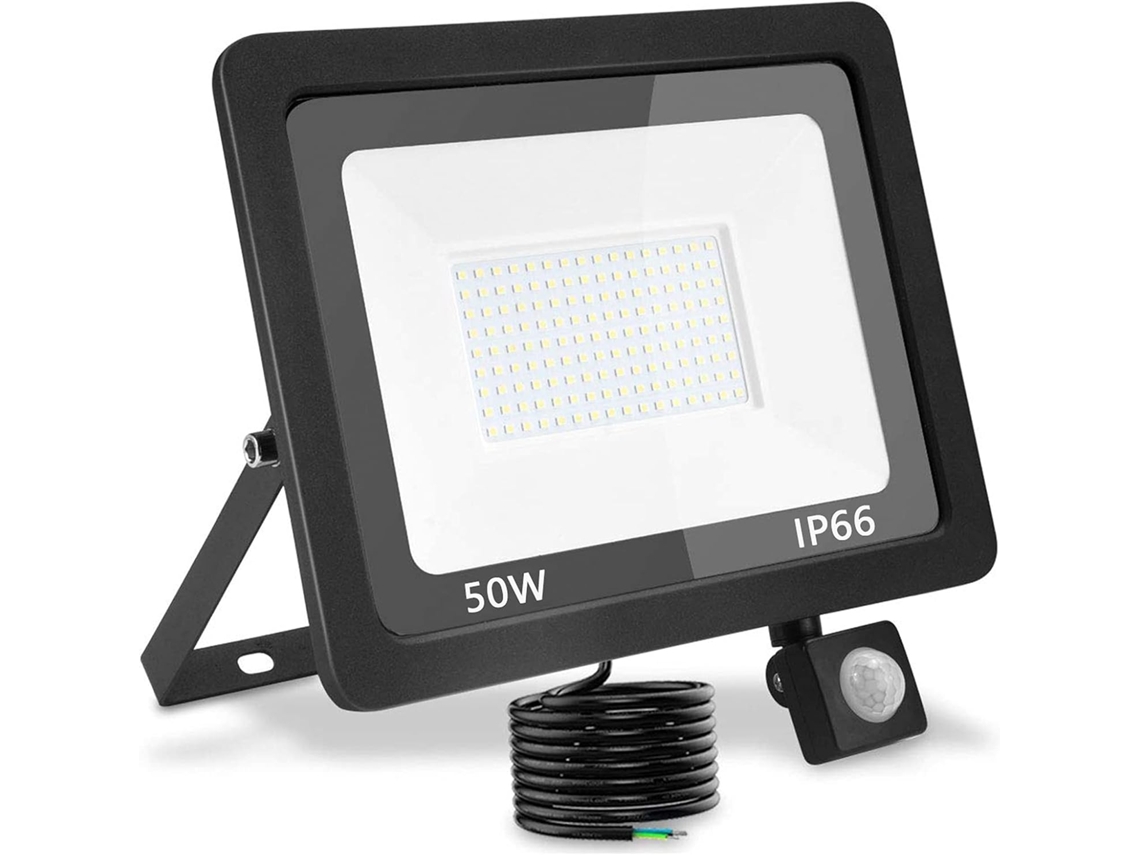 Projetor Led 50w 4500lm 6500k Branco Quente, Detetor Movimento, Ip66, para Jardim/garagem/quintal ZYBLSSBB