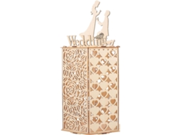 Caixa De Casamento Hexagonal De Madeira Bege, Caixa De Assinatura Com Design Vazado, Fácil De Usar.