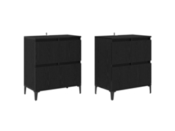 Conjunto 2 Buffet De Madeira Vidaxl Preto Derivados De Madeira (60 X 35 X 70 Cm)