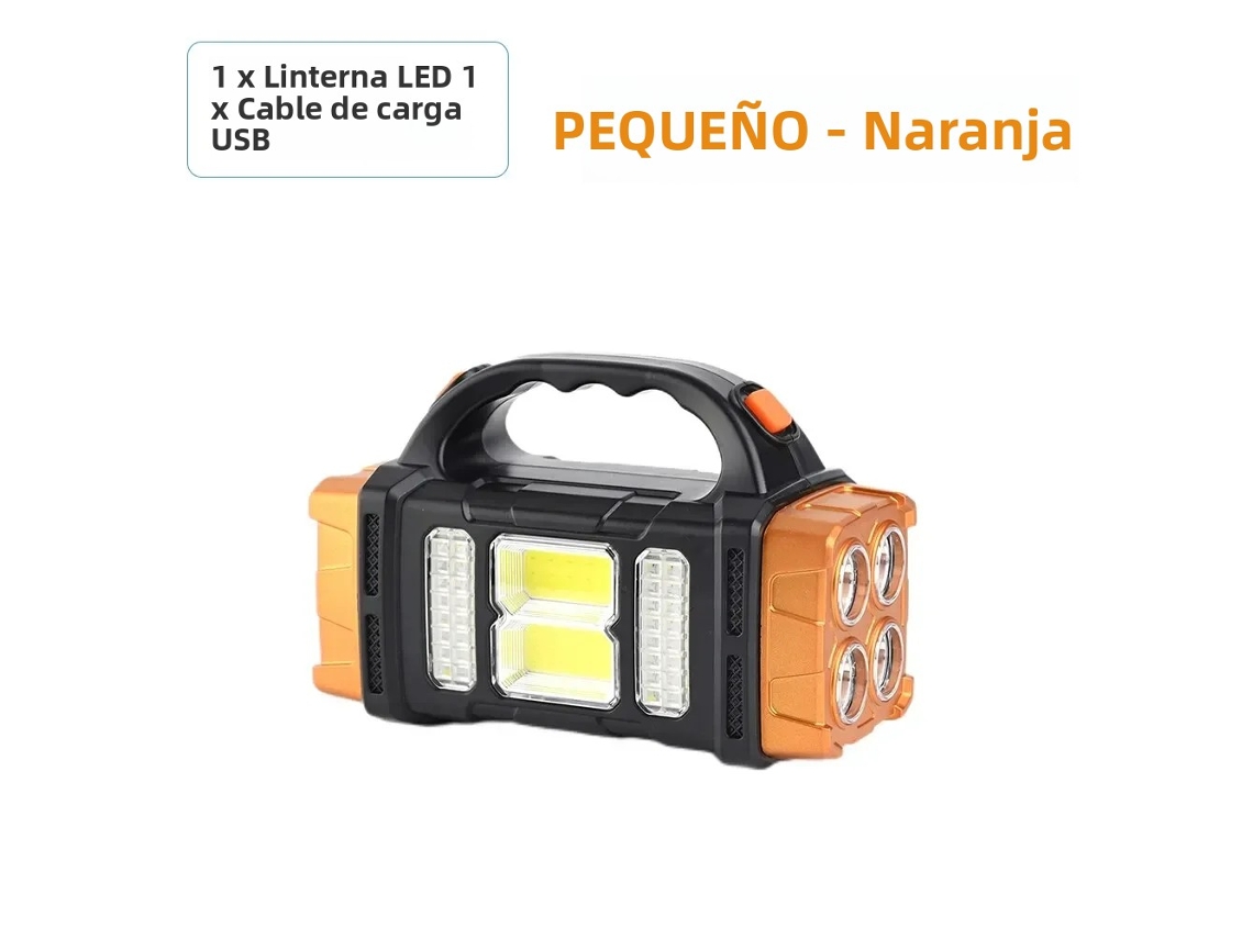 (laranja Pequena) Lanterna De Led De Alta Potência Para Camping, Luz De Trabalho Com Energia Solar, 4 Modos, À Prova D'água Via Usb