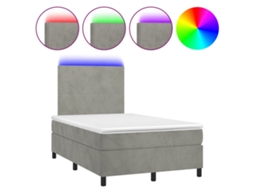 Maison Exclusive - Cama Box Spring Colchão Led 120x190 Cm Couro Artif. Cinza-claro