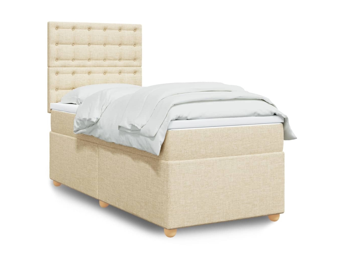 Vidaxl Cama Com Molas/colchão 80x200 Cm Tecido Cor Crème
