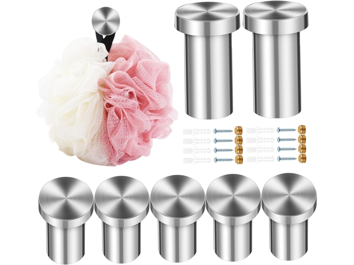 Conjunto De 8 Ganchos Aço Inoxidável Para Toalhas E Roupas, Instalação