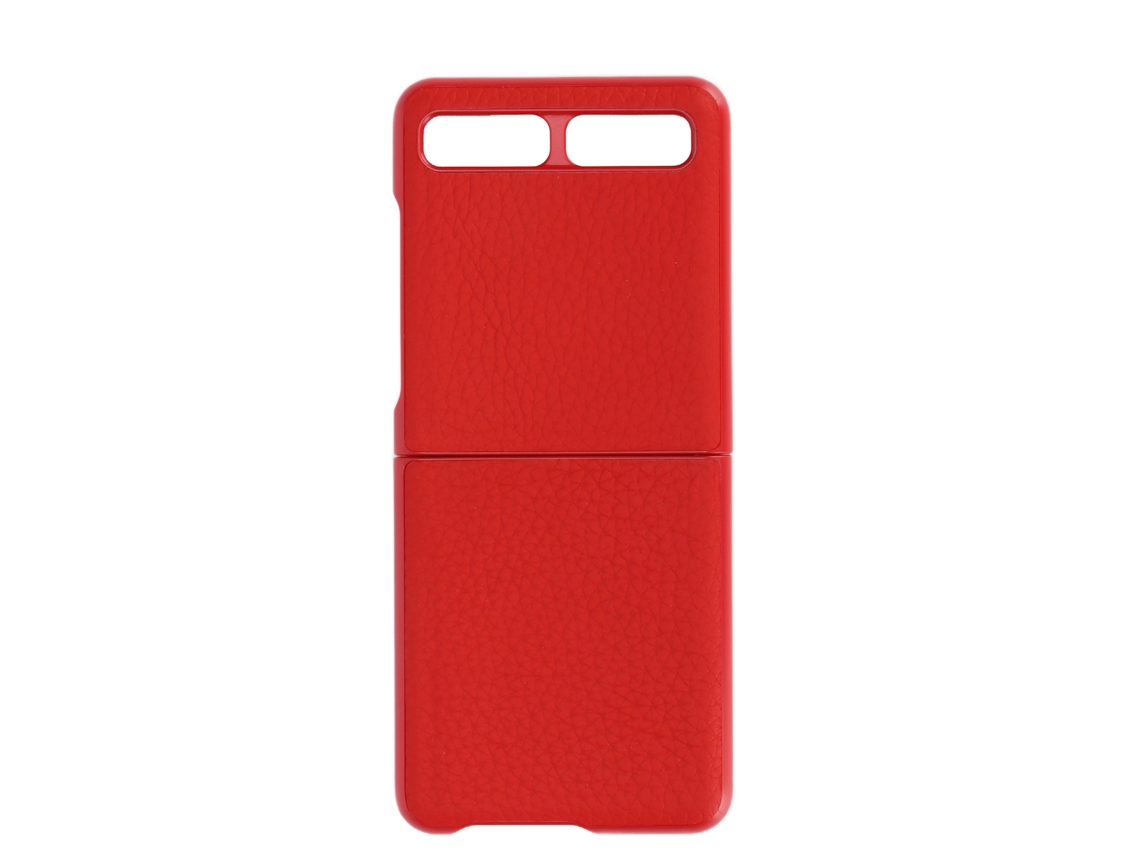 Mali capa de Couro Protetora para Samsung Galaxy Z Flip Anti risco Tipo 1 Vermelha