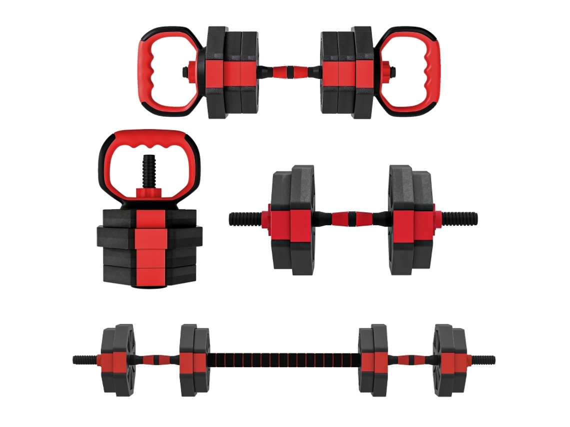 Conjunto Halteres 4 Em 1 Ajustáveis ​​15 Kg Treino Força
