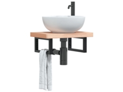 Vidaxl Suportes De Prateleira P/ Lavatório 2 Pcs Aço Retangular Preto