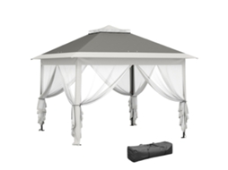 Carpa Pop up Doble Techo 3.3x3.3m Ajustável, cinza, com Mosquiteiras e Saco BTFORUS