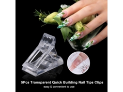 Set Of 5pcs Transparent Nail Gel Quick Building Tips Clips Finger Extension Uv Led Plastic Builder Clamps Ma Nicure Art Tool Kit GOKOCO