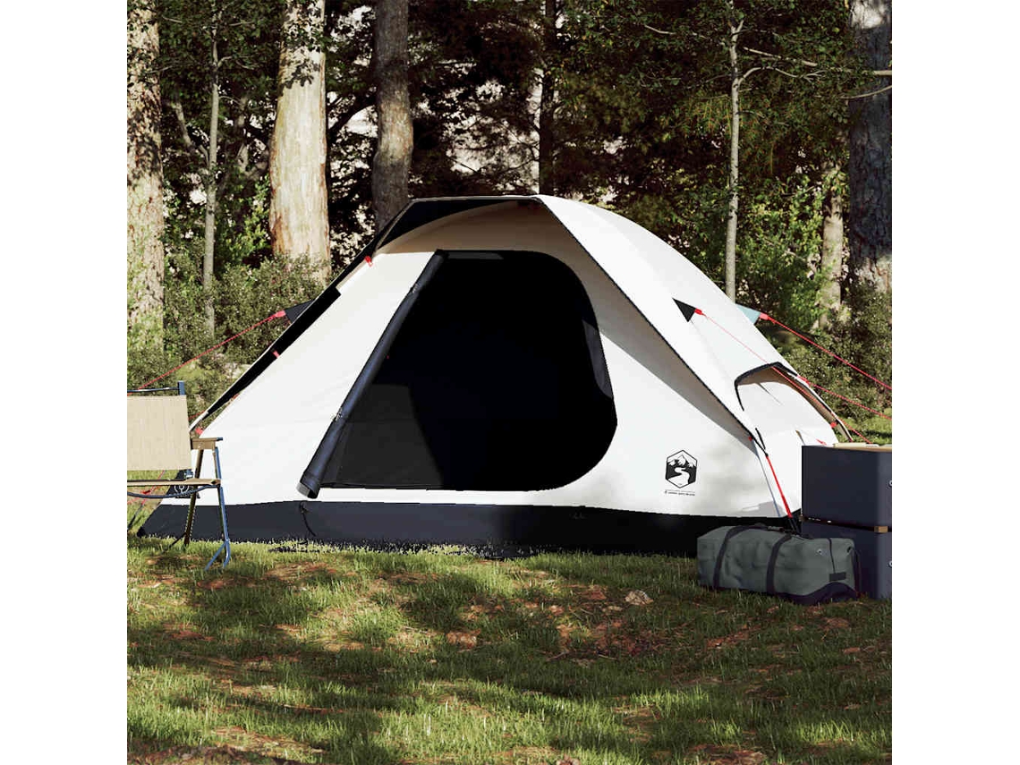 Vidaxl Tenda De Campismo Cúpula P/ 2 Pessoas Opaca Impermeável Branco