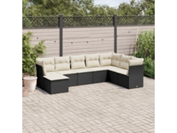 Vidaxl 8 Pcs Conjunto Sofás De Jardim Com Almofadões Vime Pe Preto