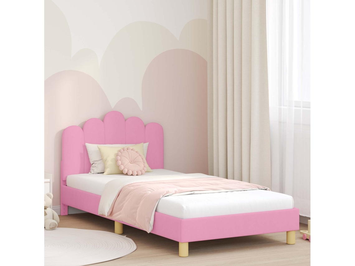 Vidaxl Estrutura De Cama Infantil Com Cabeceira Rosa 90 X 200 Cm