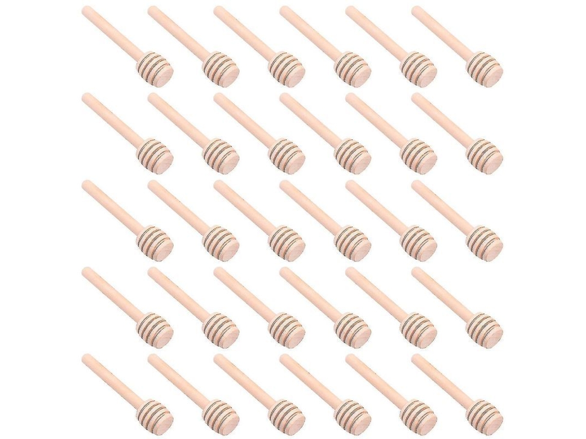 30 Palitos De Mel De Madeira Mini, 3 Polegadas, Dispenser Para Jarro De Mel, Facil Drizzle