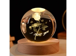 Luminária Bola De Cristal, Luz Noturna Cristal 3d Com Suporte Led,
