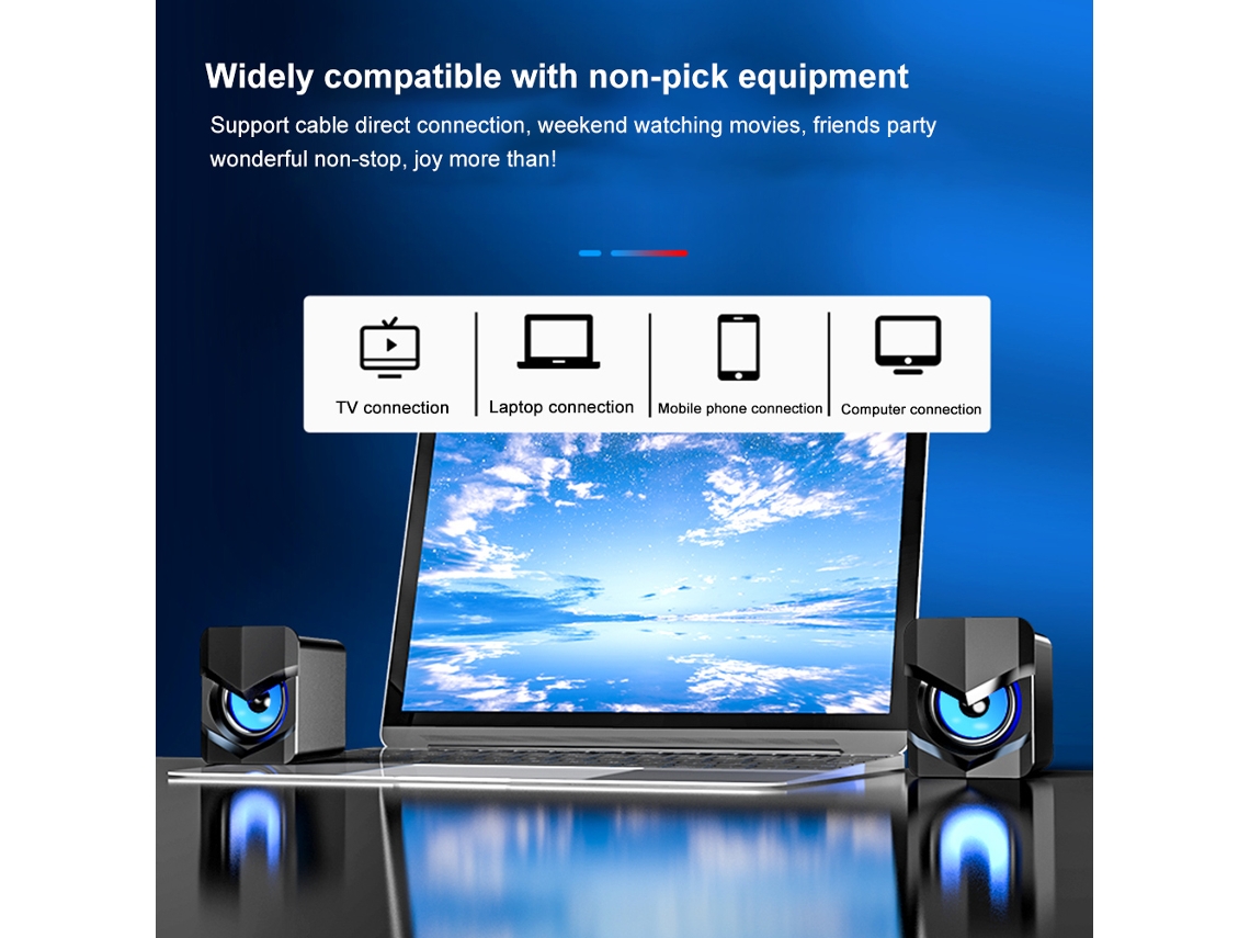 Aetheria alto falante Mini Desktop V 158 Super Bass Subwoofer 3.5mm Usb Powered para Celular Laptop