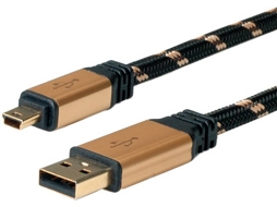Cabo de Dados ROLINE (USB A - Mini USB B - 3 m - Preto)