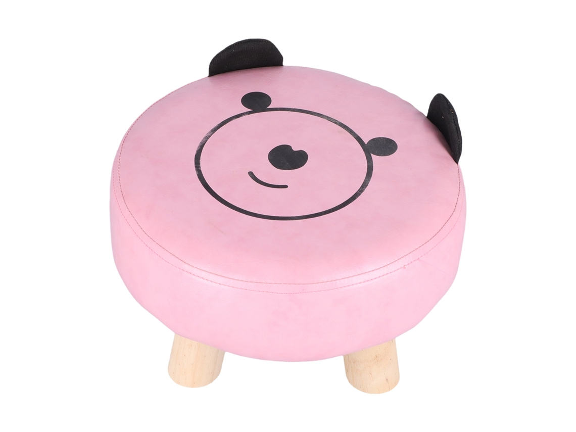 Reposapés Pequeno para Mesa com 4 Pernas de Madeira Estáveis Cute Cartoon Ottoman para Crianças | S/MARCA