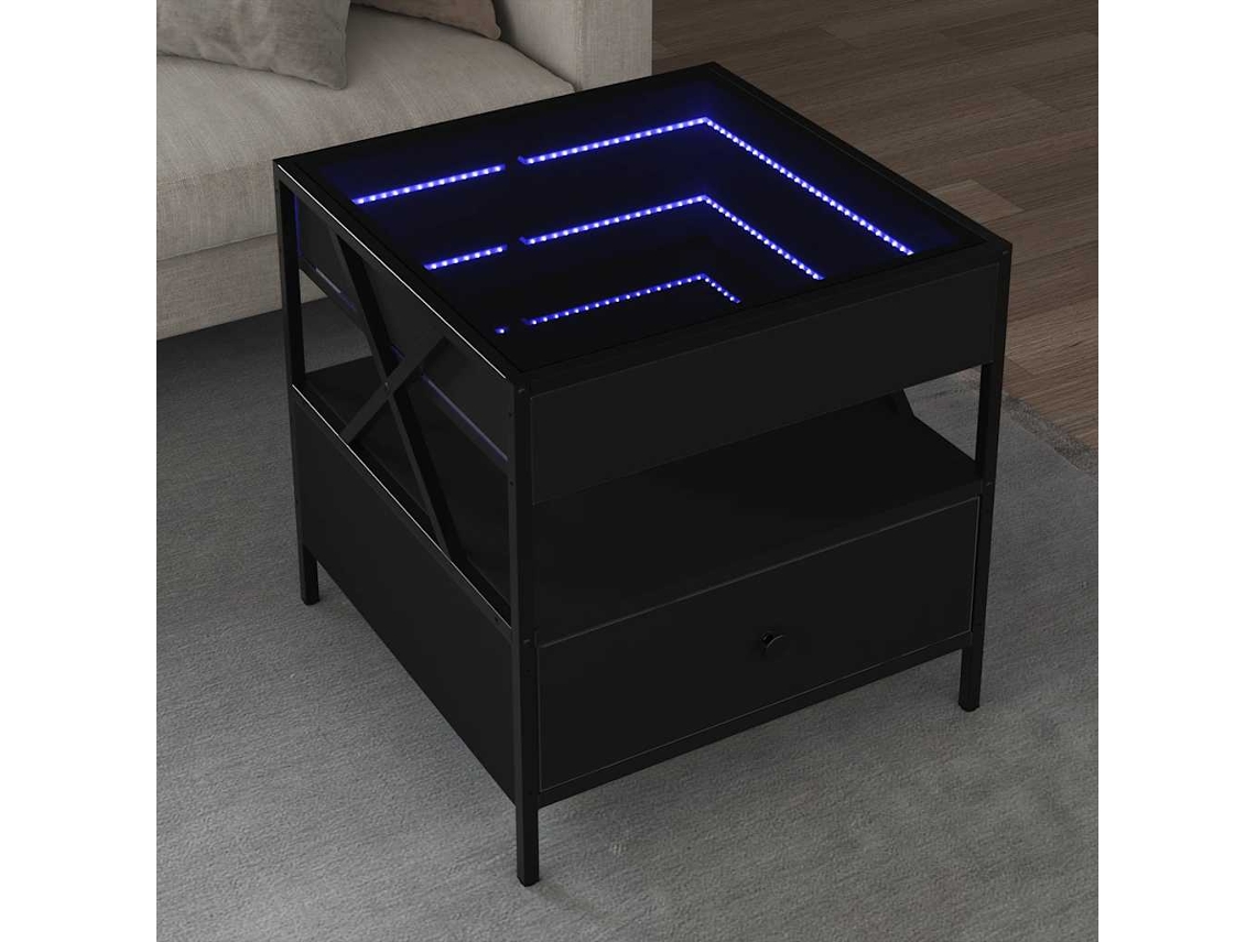 Vidaxl Mesa De Centro C/ Luzes Led Infinity 50x50x51 Cm Preto