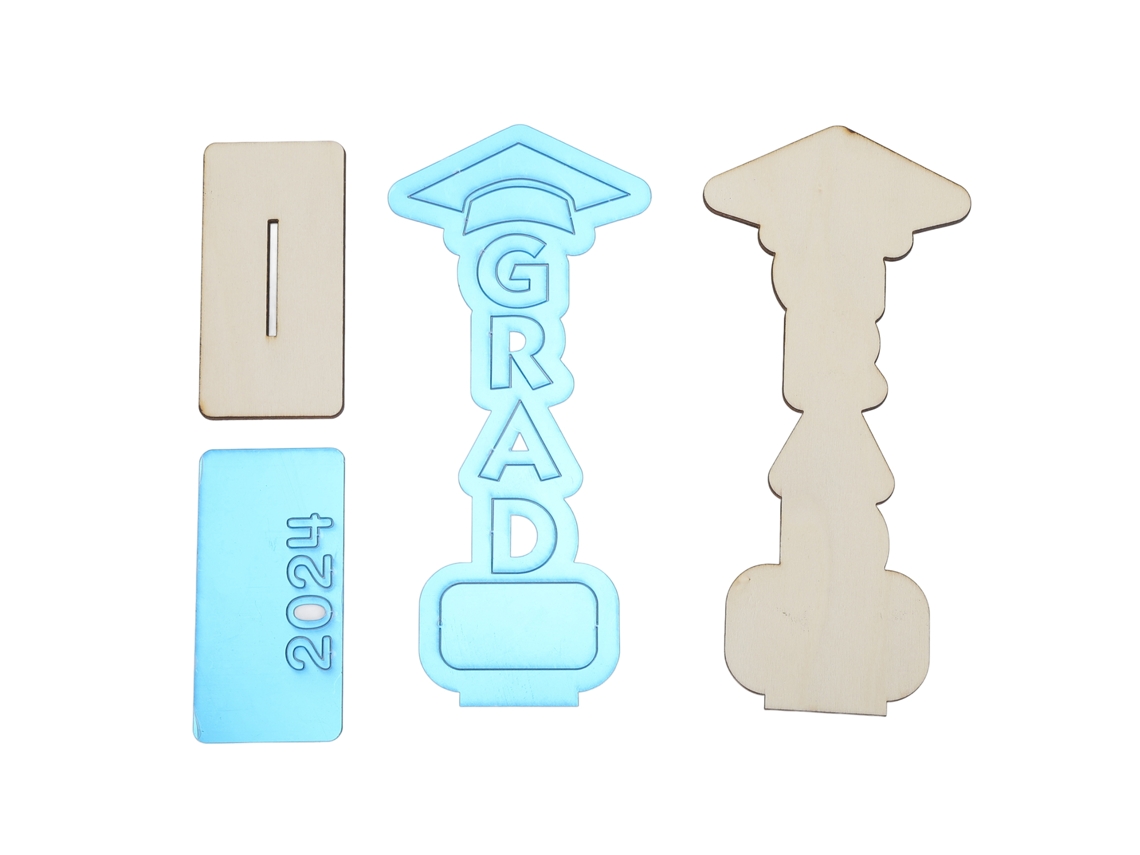 Ats adorno de Madeira para Graduação Diy Versátil Decoración de Escritório Varanda Sala Quarto Azul
