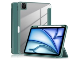 Capa de couro com suporte triplo para iPad Air 11 (2024), Air (2022), Pro 11 (2022), Pro 11 (2021), Hengrongshen verde escuro (2025)