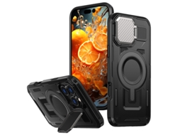 Capa Para Iphone 17 Pro Max Suporte Tampa Lente Robusta Magnético Preto Czhhmart