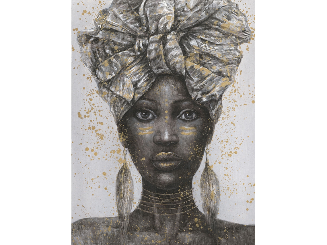 Quadro a Óleo HISPANOHOGAR Retrato étnico (90x120cm)