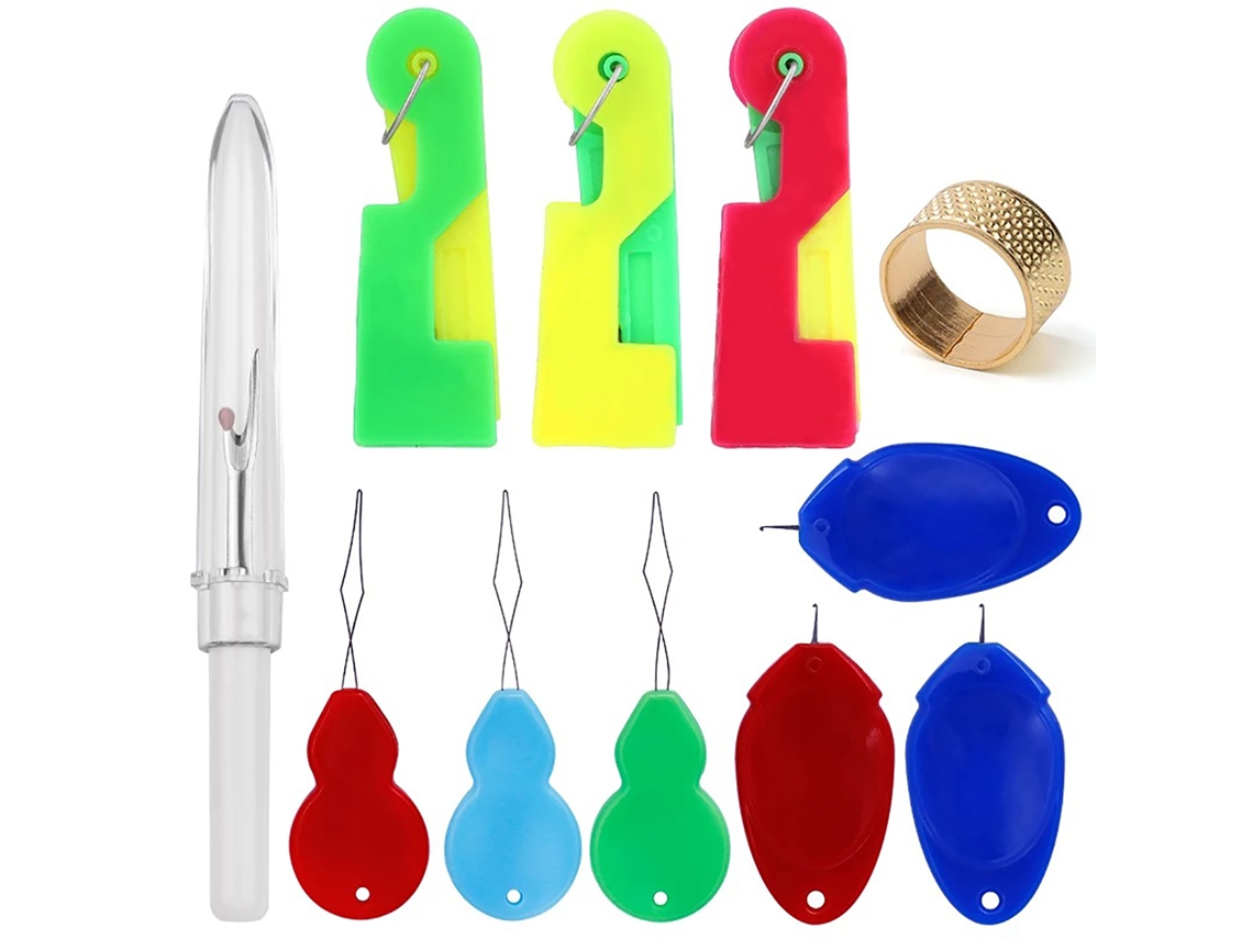 Passador de Linha com Dedal, Conjunto de Ferramentas de Costura, Acessórios para Artesanato. AQUAFORGE