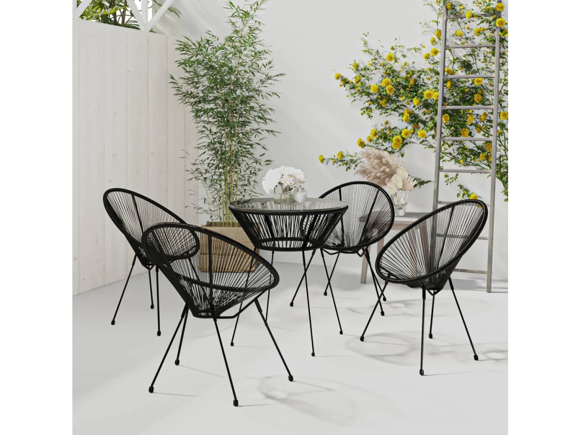 Vidaxl 5 Pcs Conjunto De Jantar Para Jardim Preto