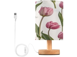 Abajur De Cabeceira Tulipa Para Quarto, Com Portas De Carregamento Usb C, Luminária De Mesa Cabeceira, Luminária De