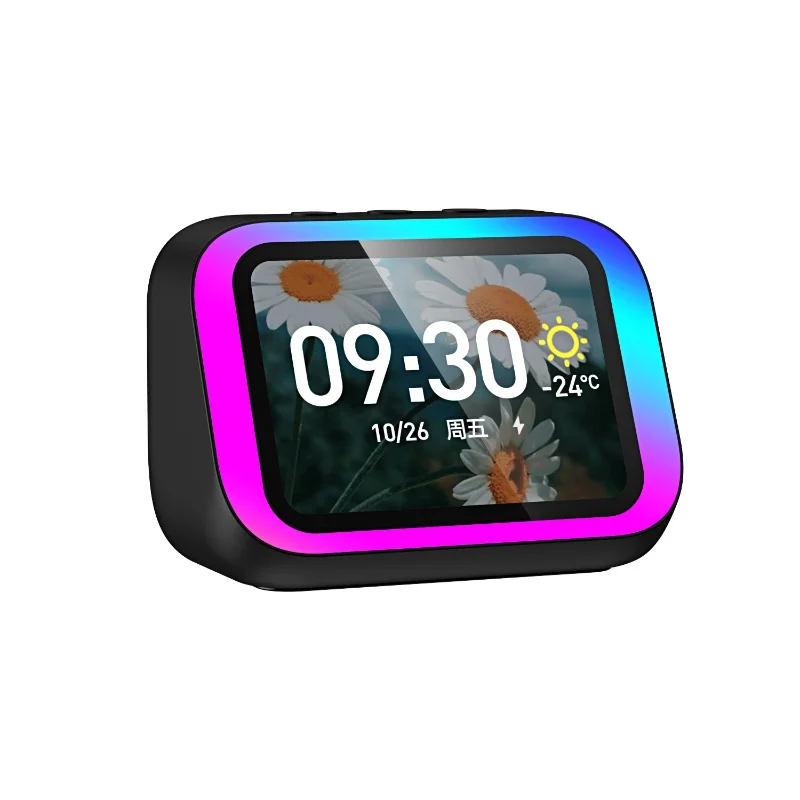 Caixa de Som Bluetooth, Equipada com Tela Grande, Previsão do Tempo, Despertador Digital e Controle de Voz. MDUG (preto)