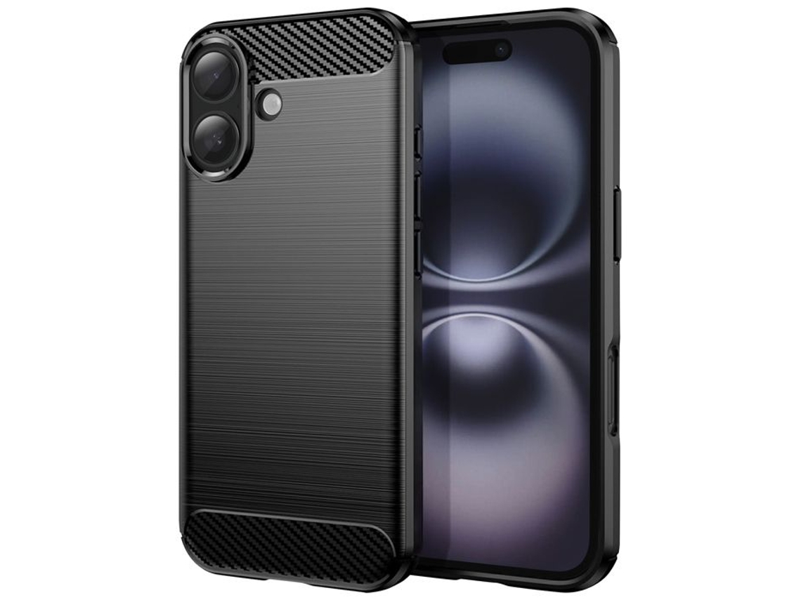 Capa De Silicone Para Iphone 17 Com Efeito Colecionável E Textura Preta Escovada.