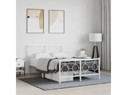 Vidaxl Estrutura De Cama Com Cabeceira E Pés 120x190 Cm Metal Branco