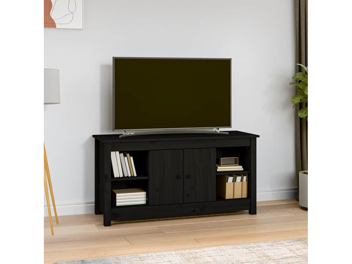 Vidaxl Móvel De Tv 103x36,5x52 Cm Madeira De Pinho Maciça Preto