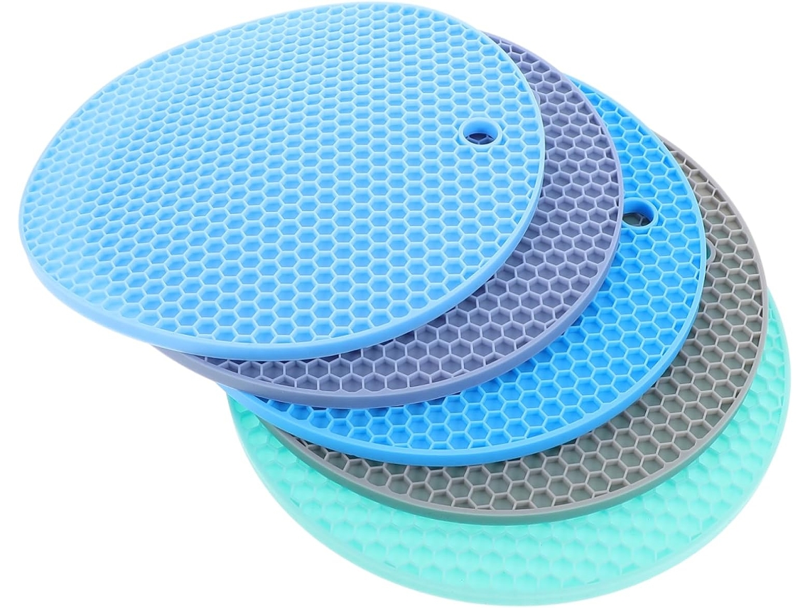Conjunto De 5 Peças De Tapetes De Silicone Para Panelas, Isolantes Térmicos Para Cozinha, Antiderrap Gokoco