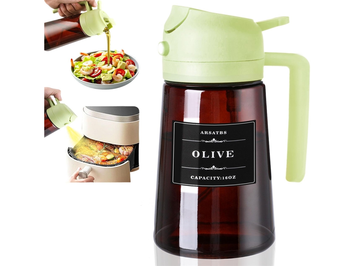 Garrafa de Espuma Culinária 2 em 1 de 470ml, Garrafa de Óleo para Fritadeira a Ar e Grelha. MDUG (verde)