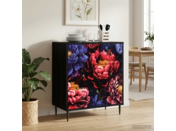 Vidaxl Baú De Gavetas Kiel Estampa De Peônia Escura 66 X 36,5 X 76 Cm