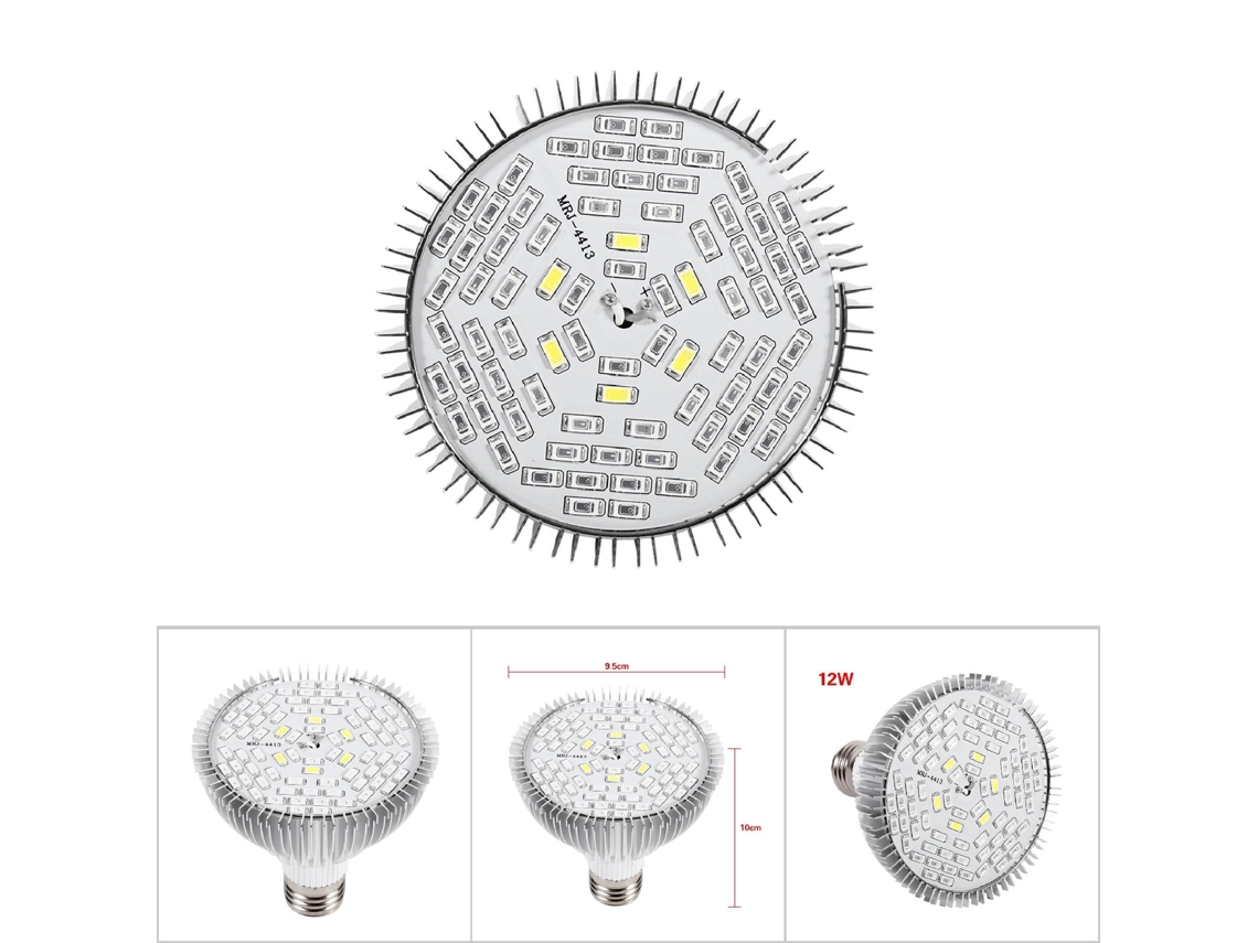 Lurelia Lâmpada Led E27 Para Plantas 50 W, 78 Leds, Espectro Completo, Uv, Vermelho/azul, Branco